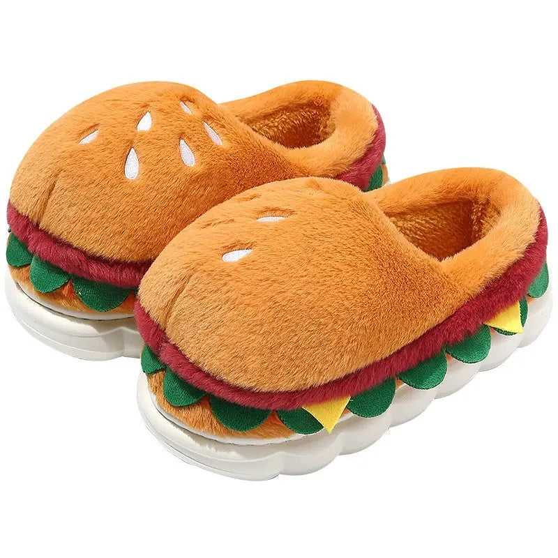 CozzyZoo | Cute Burger Plush Slippers - Non-Slip Warm Cotton Slippers🍔 ZooSlippers
