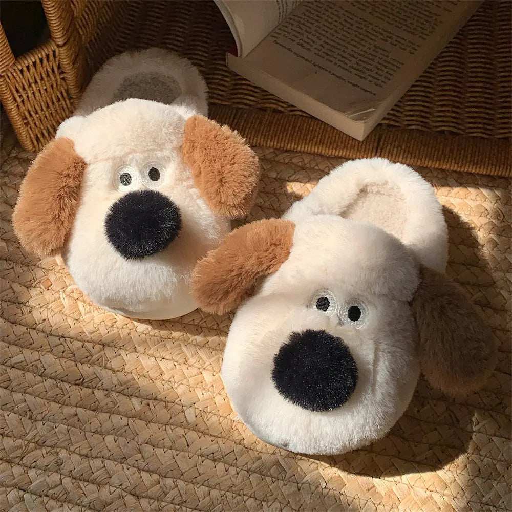 CozzyZoo | Snuggly Puppy Cotton Room Slippers - Cozy Dog Plush Toe Cap Slippers ✨ Creator Corner