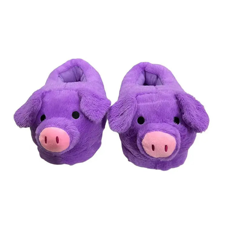 CozzyZoo | Cute Pig Plush Cozy Slippers - Warm Graffiti Cartoon Slippers 🍬🐷 Creator Corner
