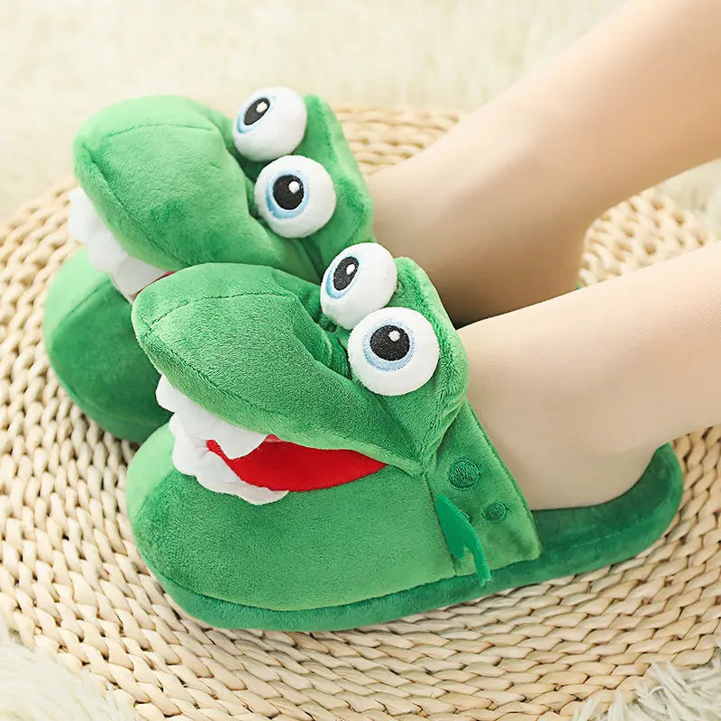 CozzyZoo | Funny Crocodile Moving Mouth Slippers - Cute Plush Winter Slippers ZooSlippers