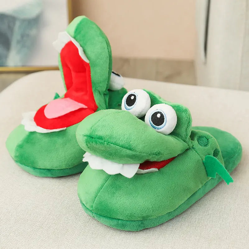 CozzyZoo | Funny Crocodile Moving Mouth Slippers - Cute Plush Winter Slippers ZooSlippers