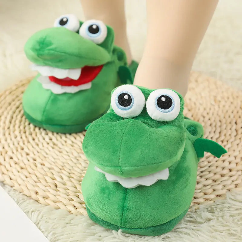 CozzyZoo | Funny Crocodile Moving Mouth Slippers - Cute Plush Winter Slippers ZooSlippers