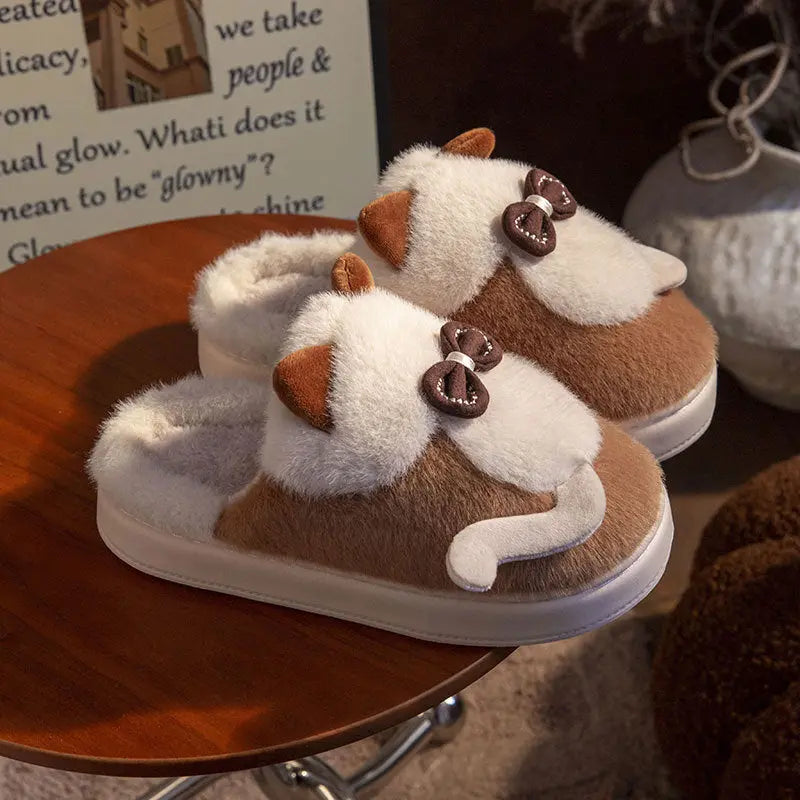 CozzyZoo | Fluffy Cat Platform Slippers - Furry Winter Slides for Women & Men 🐱 ZooSlippers