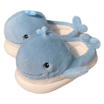 CozzyZoo | Plush Whale Cozy Slippers - Soft Dancing Whale Cotton Slippers ❄️ ZooSlippers