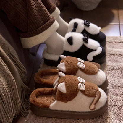 CozzyZoo | Fluffy Cat Platform Slippers - Furry Winter Slides for Women & Men 🐱 ZooSlippers