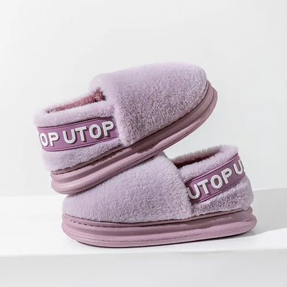 CozzyZoo | Cozy Letter Plush Slippers with Heel - Warm Indoor Outdoor Slippers ❄️ Creator Corner