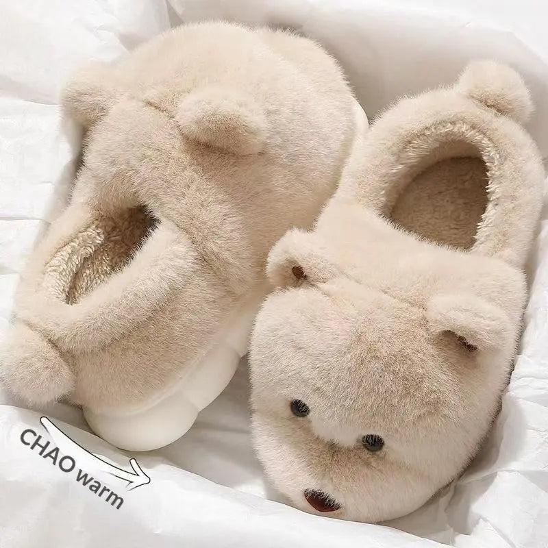 CozzyZoo | Cartoon Plush Thick-Sole Slippers - Warm Non-Slip Cotton Slippers  🐻 ZooSlippers