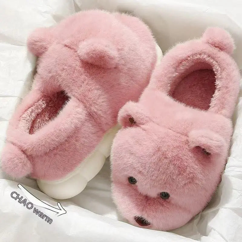 CozzyZoo | Cartoon Plush Thick-Sole Slippers - Warm Non-Slip Cotton Slippers  🐻 ZooSlippers