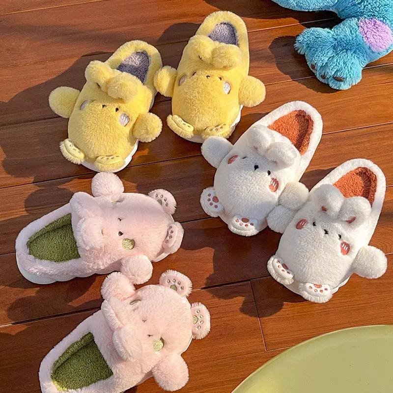 CozzyZoo | Cartoon Plush Family Slippers - Warm Indoor Cotton Slippers for All Ages ZooSlippers