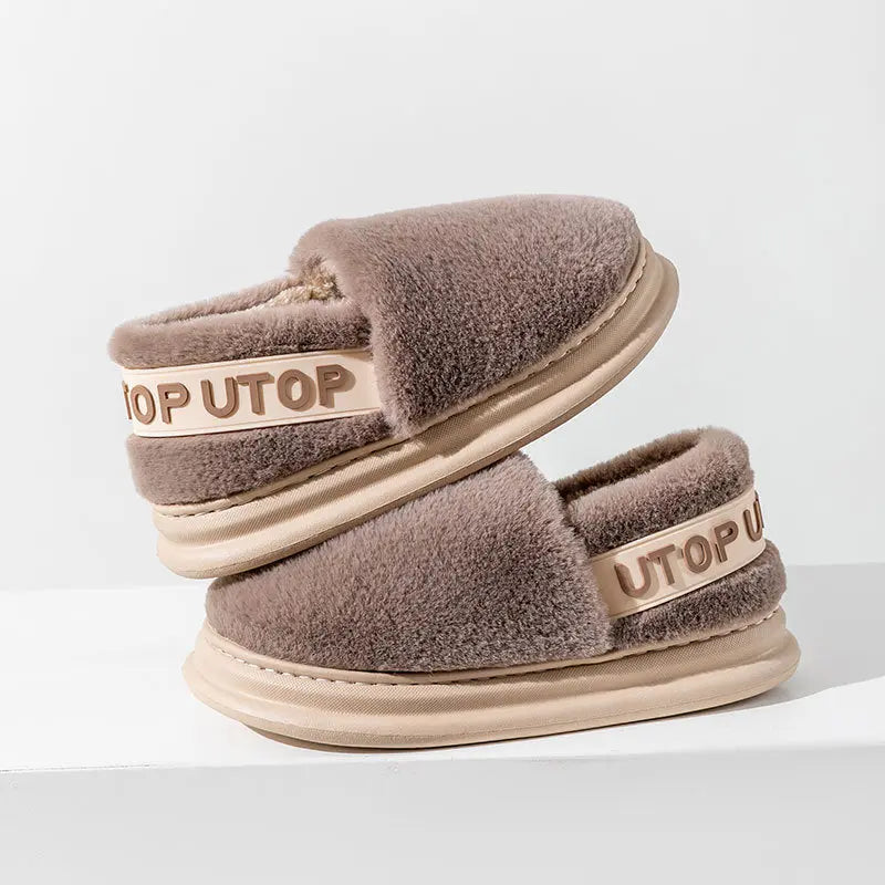 CozzyZoo | Cozy Letter Plush Slippers with Heel - Warm Indoor Outdoor Slippers ❄️ Creator Corner