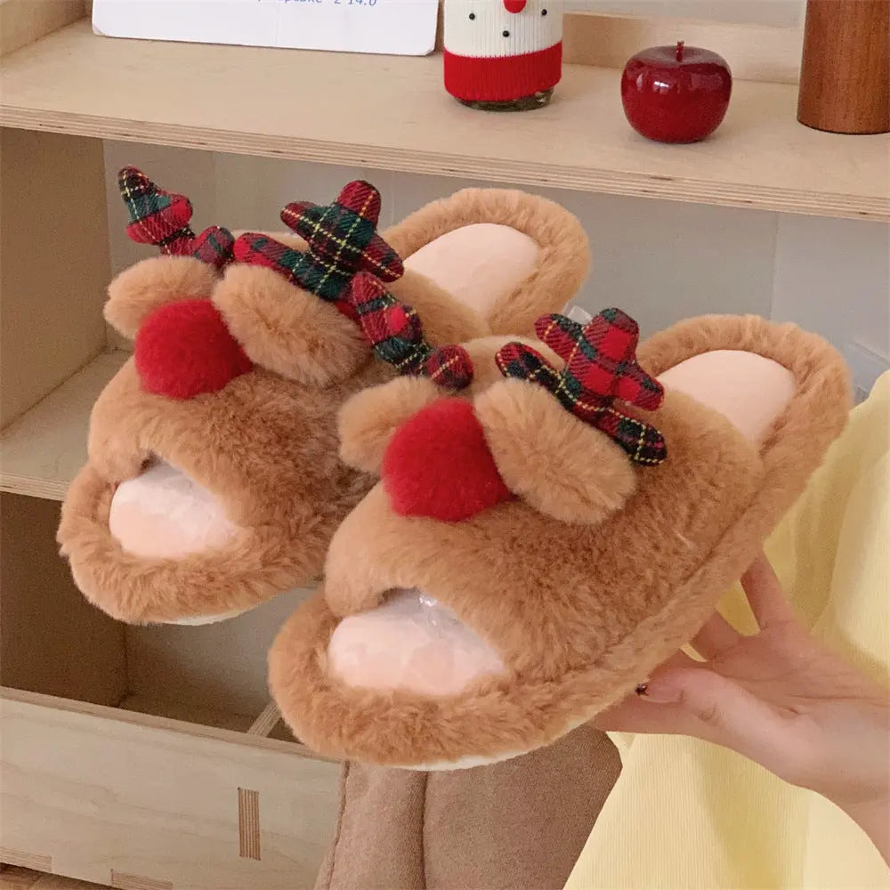 CozzyZoo | Women's Cozy Deer Cartoon Slippers - Warm Autumn Indoor Slippers 🍂🦌 Creator Corner