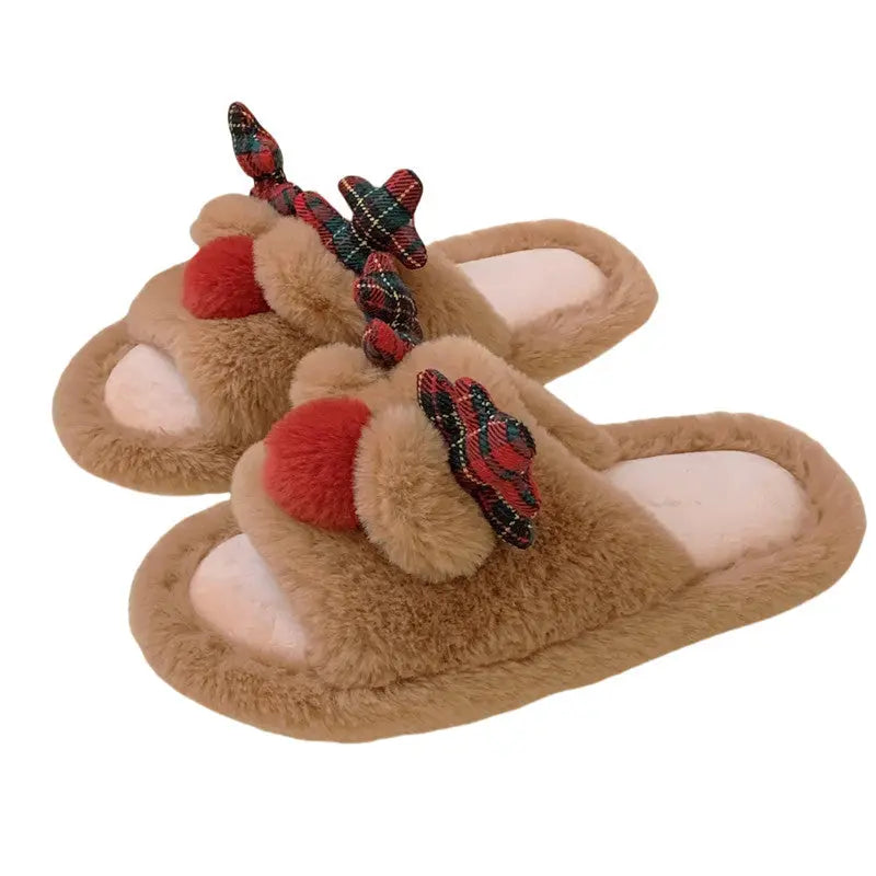 CozzyZoo | Women's Cozy Deer Cartoon Slippers - Warm Autumn Indoor Slippers 🍂🦌 Creator Corner