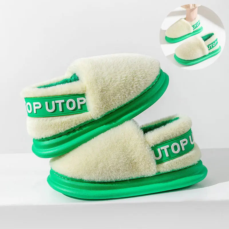 CozzyZoo | Cozy Letter Plush Slippers with Heel - Warm Indoor Outdoor Slippers ❄️ Creator Corner