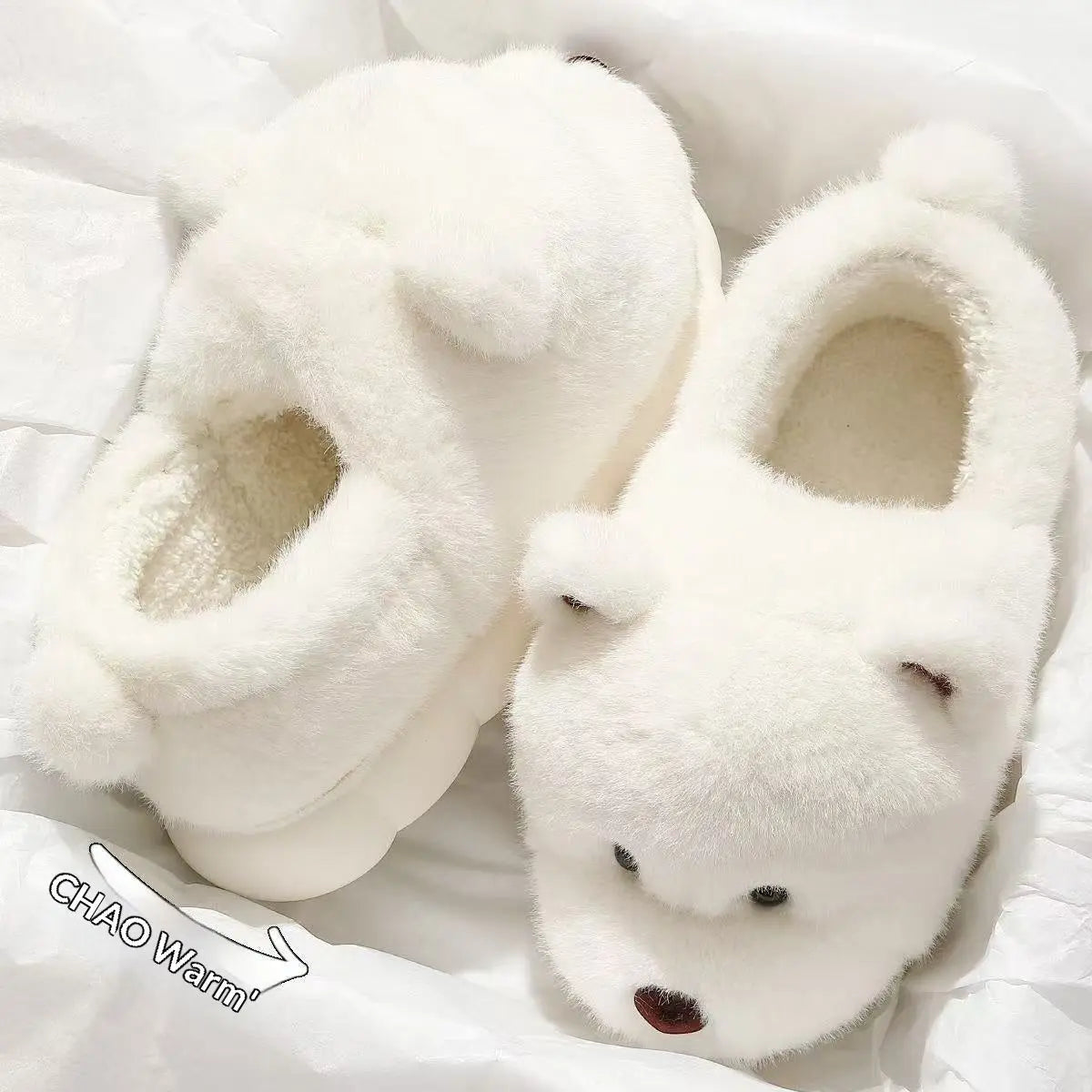 CozzyZoo | Cartoon Plush Thick-Sole Slippers - Warm Non-Slip Cotton Slippers  🐻 ZooSlippers