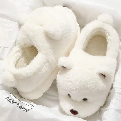 CozzyZoo | Cartoon Plush Thick-Sole Slippers - Warm Non-Slip Cotton Slippers  🐻 ZooSlippers