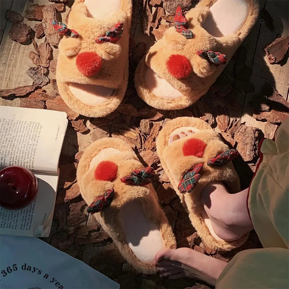 CozzyZoo | Women's Cozy Deer Cartoon Slippers - Warm Autumn Indoor Slippers 🍂🦌 Creator Corner