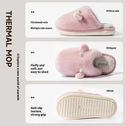 CozzyZoo | Cozy Cow Plush Non-Slip Home Slippers - Warm Winter Slippers 🐄 ZooSlippers
