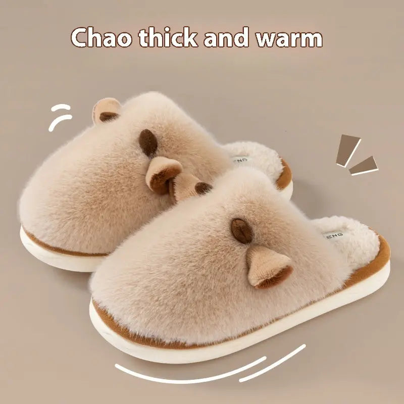 CozzyZoo | Cozy Cow Plush Non-Slip Home Slippers - Warm Winter Slippers 🐄 ZooSlippers