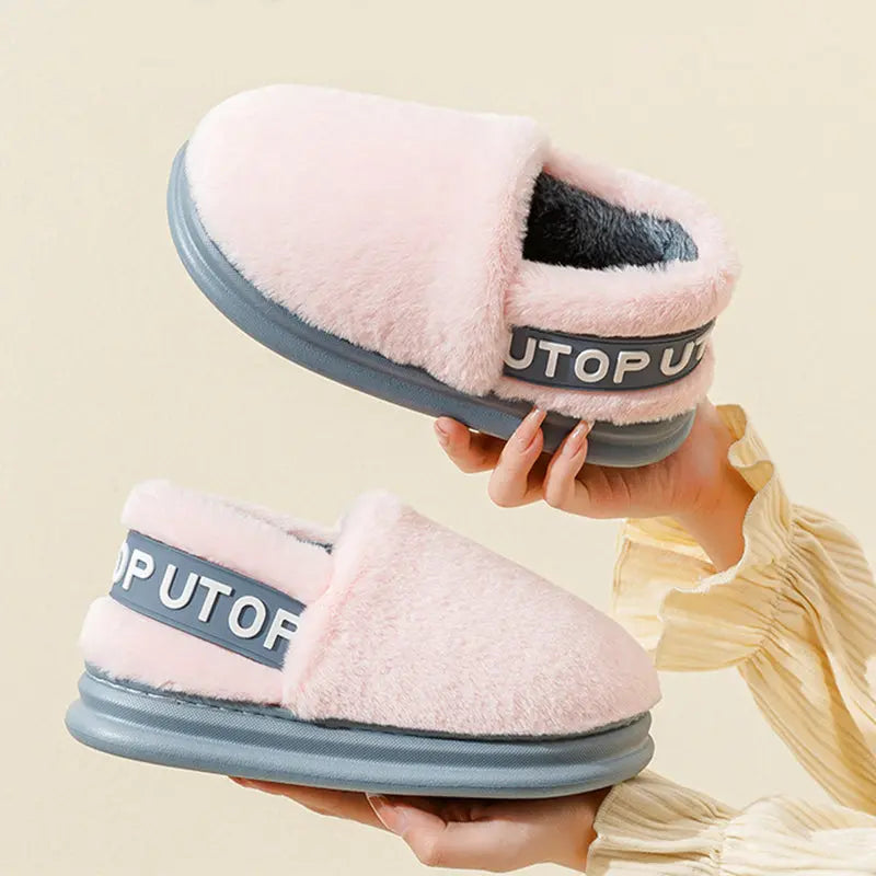 CozzyZoo | Cozy Letter Plush Slippers with Heel - Warm Indoor Outdoor Slippers ❄️ Creator Corner
