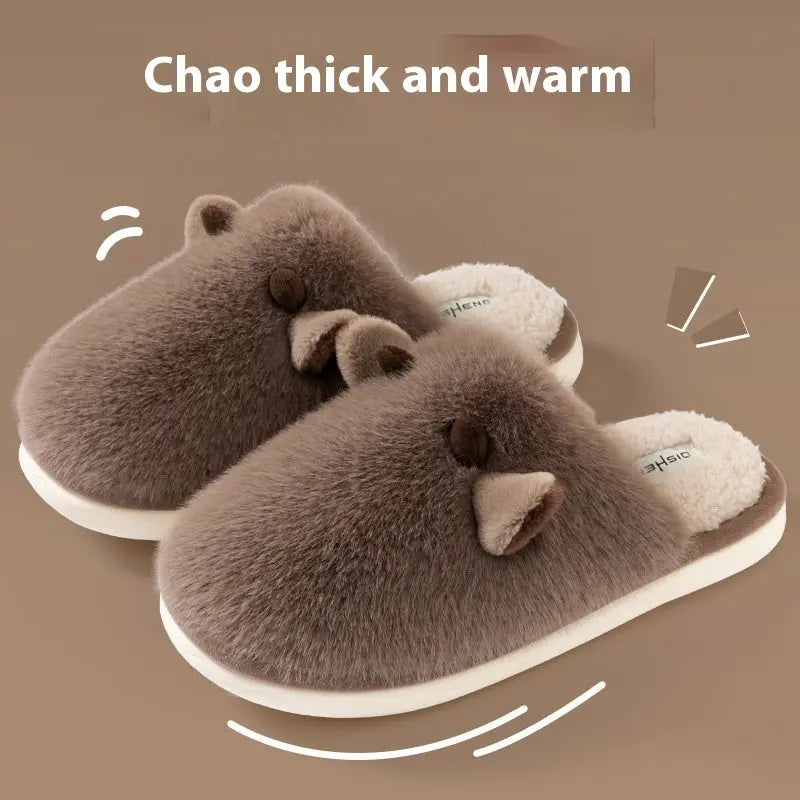 CozzyZoo | Cozy Cow Plush Non-Slip Home Slippers - Warm Winter Slippers 🐄 ZooSlippers
