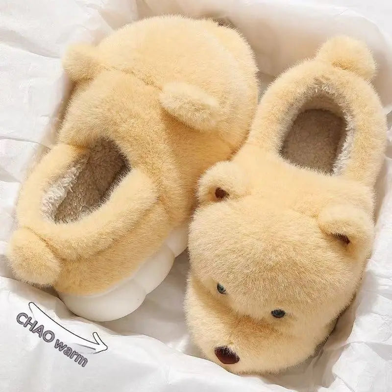 CozzyZoo | Cartoon Plush Thick-Sole Slippers - Warm Non-Slip Cotton Slippers  🐻 ZooSlippers