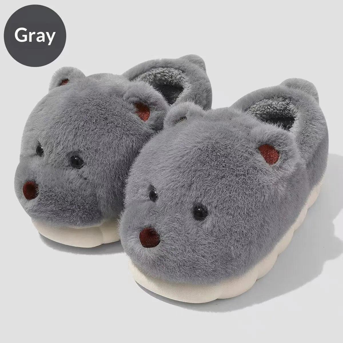 CozzyZoo | Cartoon Plush Thick-Sole Slippers - Warm Non-Slip Cotton Slippers  🐻 ZooSlippers