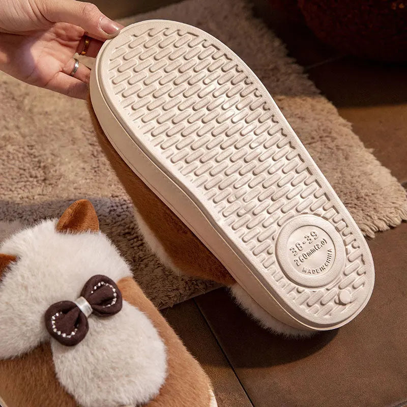 CozzyZoo | Fluffy Cat Platform Slippers - Furry Winter Slides for Women & Men 🐱 ZooSlippers