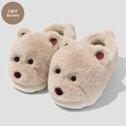 CozzyZoo | Cartoon Plush Thick-Sole Slippers - Warm Non-Slip Cotton Slippers  🐻 ZooSlippers
