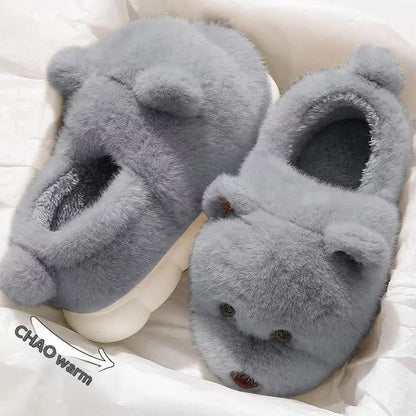 CozzyZoo | Cartoon Plush Thick-Sole Slippers - Warm Non-Slip Cotton Slippers  🐻 ZooSlippers