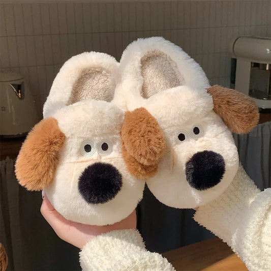 CozzyZoo | Snuggly Puppy Cotton Room Slippers - Cozy Dog Plush Toe Cap Slippers ✨ Creator Corner