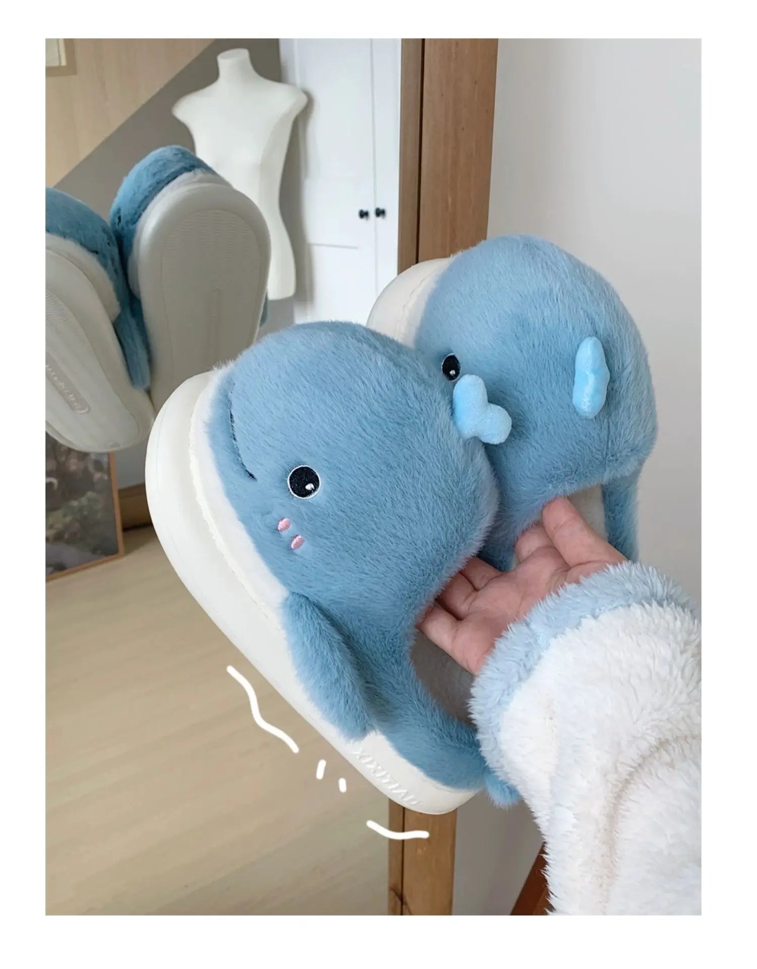 CozzyZoo | Plush Whale Cozy Slippers - Soft Dancing Whale Cotton Slippers ❄️ ZooSlippers